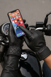 Touchscreen Winter Driving Gloves - Black PU Leather